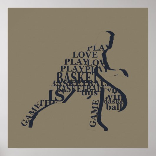 Basketballspieler, der mit Volltext treibt Poster (Vorne)