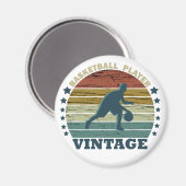 Basketballspieler, der Vintagen Retro-Sonnenunterg Magnet (Vorderseite/Rückseite)