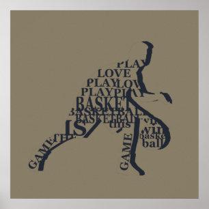 Basketballspieler dribbelt poster