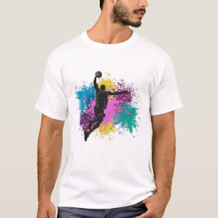 Basketballspieler Grungy Farbspritzer T-Shirt