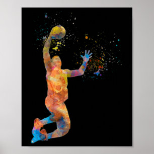 Basketballspieler im Aquarellspiel Poster