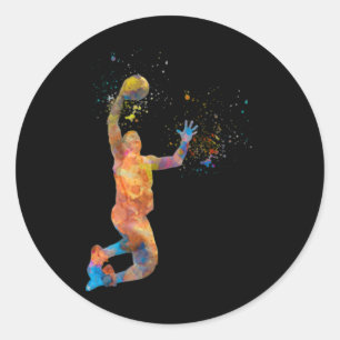 Basketballspieler im Aquarellspiel Runder Aufkleber