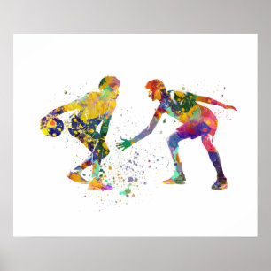 Basketballspieler in Aquarell Poster