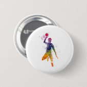 Basketballspieler in Aquarellfarbe Button (Vorne & Hinten)