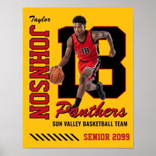 Basketballspieler individuell gestaltetes Foto-Tri Poster