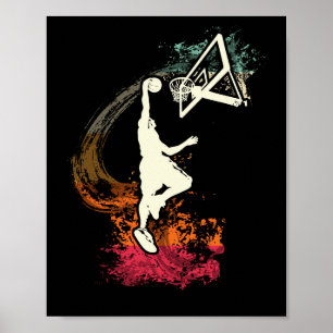 Basketballspieler Junge VINTAGE Dunk Poster