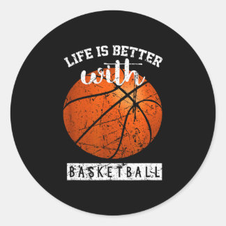 Basketballspieler Leben ist besser mit Basketball Runder Aufkleber