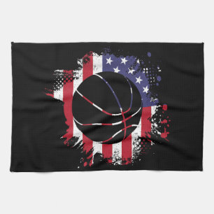 Basketballspieler mit amerikanischer Flagge Geschirrtuch