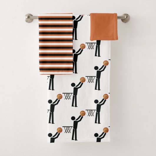 Basketballspieler mit Ball und Streifen Badhandtuch Set (Insitu)