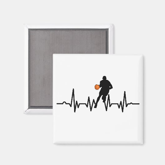 Basketballspieler mit Herzschlag Magnet (Vorderseite/Rückseite)