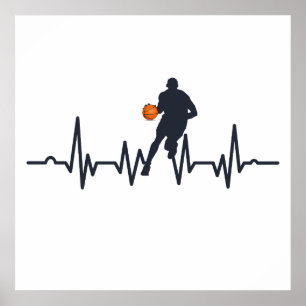 Basketballspieler mit Herzschlag Poster
