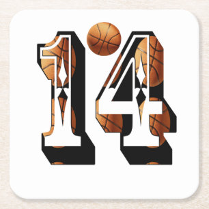 Basketballspieler Nummer 14 Bildlogo, Rechteckiger Pappuntersetzer
