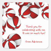 Basketballspieler Party Rot Quadratischer Aufkleber (Vorderseite)