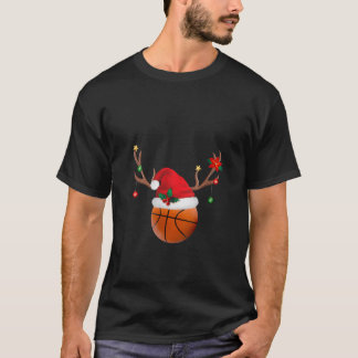 Basketballspieler Rentier Weihnachtsmannmütze Lust T-Shirt