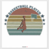 Basketballspieler Slam dunk Retro Sonnenuntergang Aufkleber (Blatt)