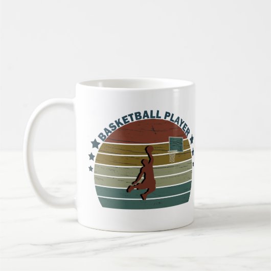 Basketballspieler Slam dunk Retro Sonnenuntergang Kaffeetasse (Links)