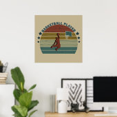 Basketballspieler Slam dunk Retro Sonnenuntergang Poster (Heimbüro)