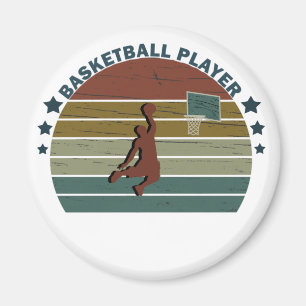Basketballspieler Slam Dunk Vintage Retro Sonnenun Magnet