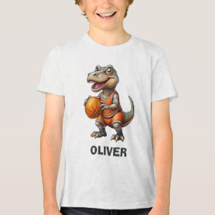 Basketballspieler Süßer Dinosaurier Tri-Blend Shirt