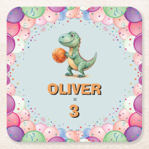 Basketballspieler T-Rex Geburtstag Rechteckiger Pappuntersetzer