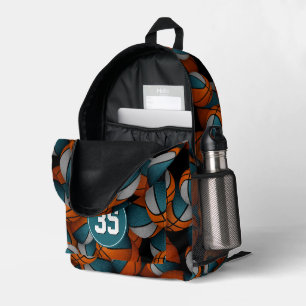 Basketballspieler Teal-Grau-Teamfarben Bedruckter Rucksack