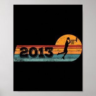 Basketballspieler Vintage Geboren 2013 Geburtstag Poster