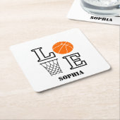 Basketballspielerin Mädchen, Basketball Mädchen Ge Rechteckiger Pappuntersetzer (angewinkelt)