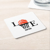 Basketballspielerin Mädchen, Basketball Mädchen Ge Rechteckiger Pappuntersetzer (angewinkelt)