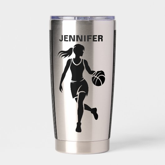 Basketballspielerin Mädchen, Basketball Mädchen Ge Thermobecher (Rückseite)