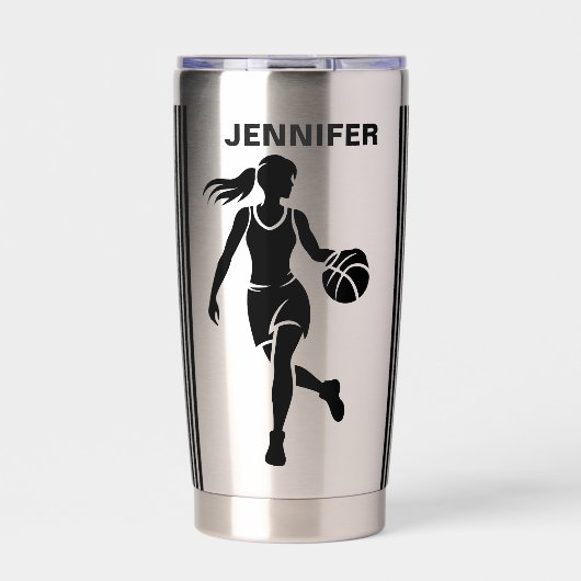Basketballspielerin Mädchen, Basketball Mädchen Ge Thermobecher (Vorderseite)