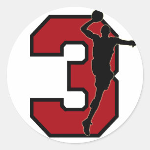 BASKETBALLSPIELNUMMER 3 RUNDER AUFKLEBER