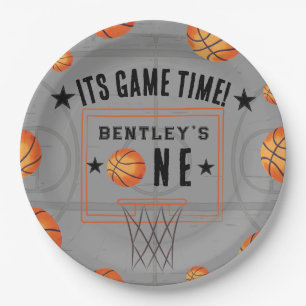 Basketballsport zum ersten Geburtstag Pappteller