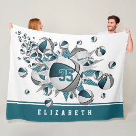 Basketballstars aquamarin grau fleecedecke