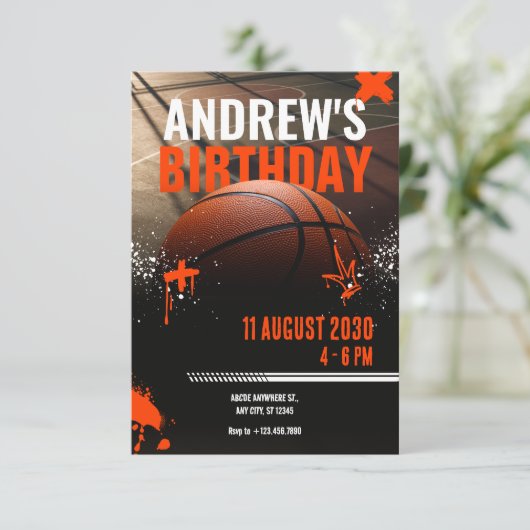 Basketballstraße Einladung (Stehend Vorderseite)