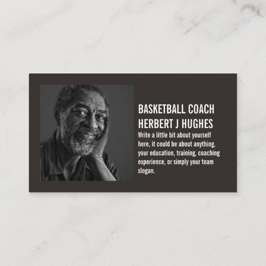 Basketballsymbol, Basketballspieler, Trainer, Foto Visitenkarte (Rückseite)