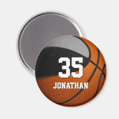 Basketballteam-Geist-Kinder in Schwarz-Grau Magnet (Vorderseite/Rückseite)