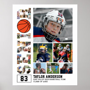 Basketballteam Hochrangiger Abschluss FotoCollage Poster