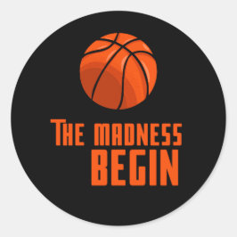 Basketballthema Der Wahnsinn beginnt März Wahnsinn Runder Aufkleber
