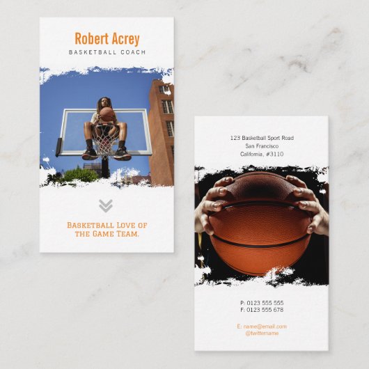 Basketballtrainer | Beruflicher Player Visitenkarte (Vorne/Hinten)