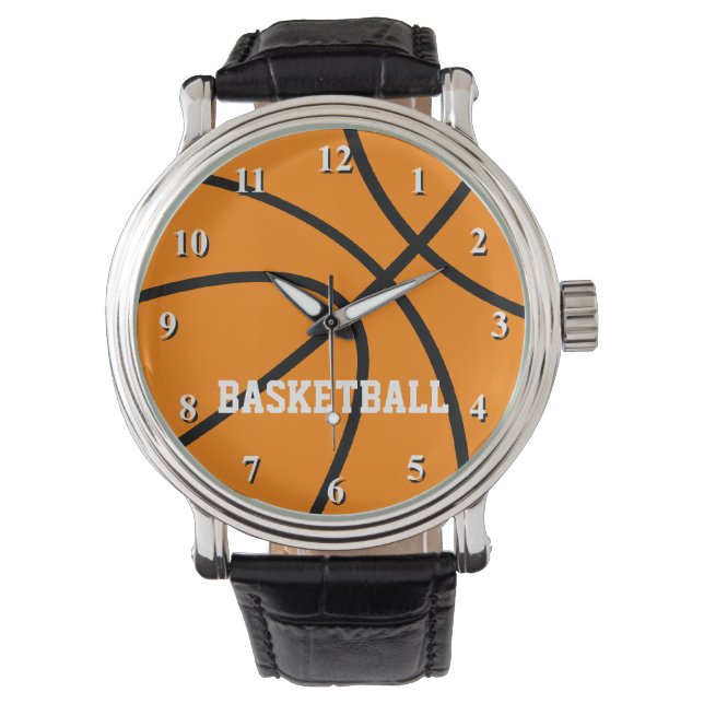 Basketballuhr mit benutzerdefiniertem Text Armbanduhr (Vorderseite)