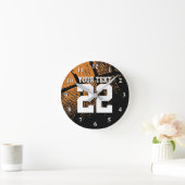 Basketballuhr mit individueller Sportzeitzahl Runde Wanduhr (Zuhause)