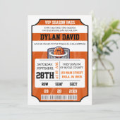 BASKETBALLvip-KARTE Bar-Schläger Mitzvah Einladung (Stehend Vorderseite)