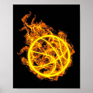 Basketbyll Byll Flaming Bysketbyll Player Poster