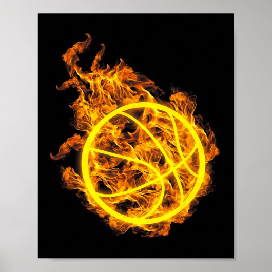 Basketbyll Byll Flaming Bysketbyll Player Poster (Vorne)