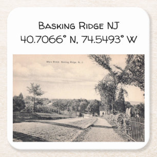 Basking Ridge NJ Kartenkoordinate im Vintage-Stil Rechteckiger Pappuntersetzer