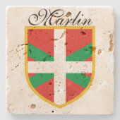 Baskische Flagge Steinuntersetzer (Vorderseite)