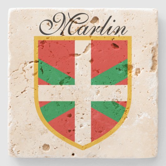 Baskische Flagge Steinuntersetzer (Vorderseite)