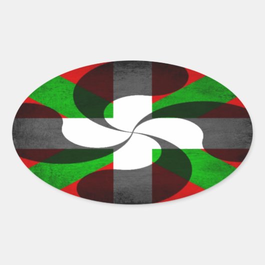 Baskische Flagge und Kreuz Ovaler Aufkleber (Vorderseite)