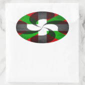 Baskische Flagge und Kreuz Ovaler Aufkleber (Tasche)