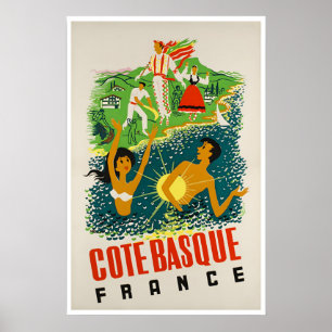 Baskische Küstenkunst Frankreich Reiseplakat Franz Poster
